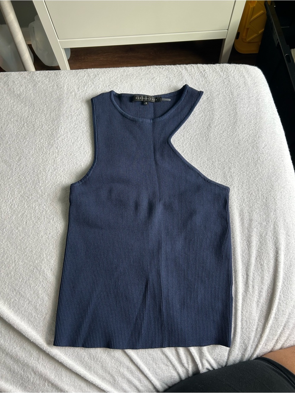 Sleeveless Ribbed Cutout top- Navy